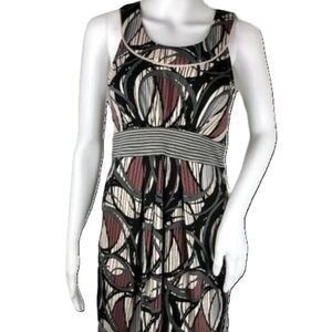 BCBG Maxazria Geometric Fit and Flare Dress Black Purple Gray Womens Medium